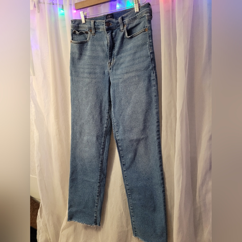 J. Crew Stretch Denim Jeans Womens Size 29 Tall Stovepipe Raw Hem 30" Inseam - Picture 3 of 9